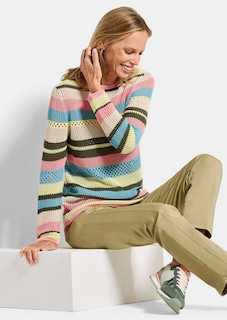 Ringelpullover mit Lochmuster thumbnail 4