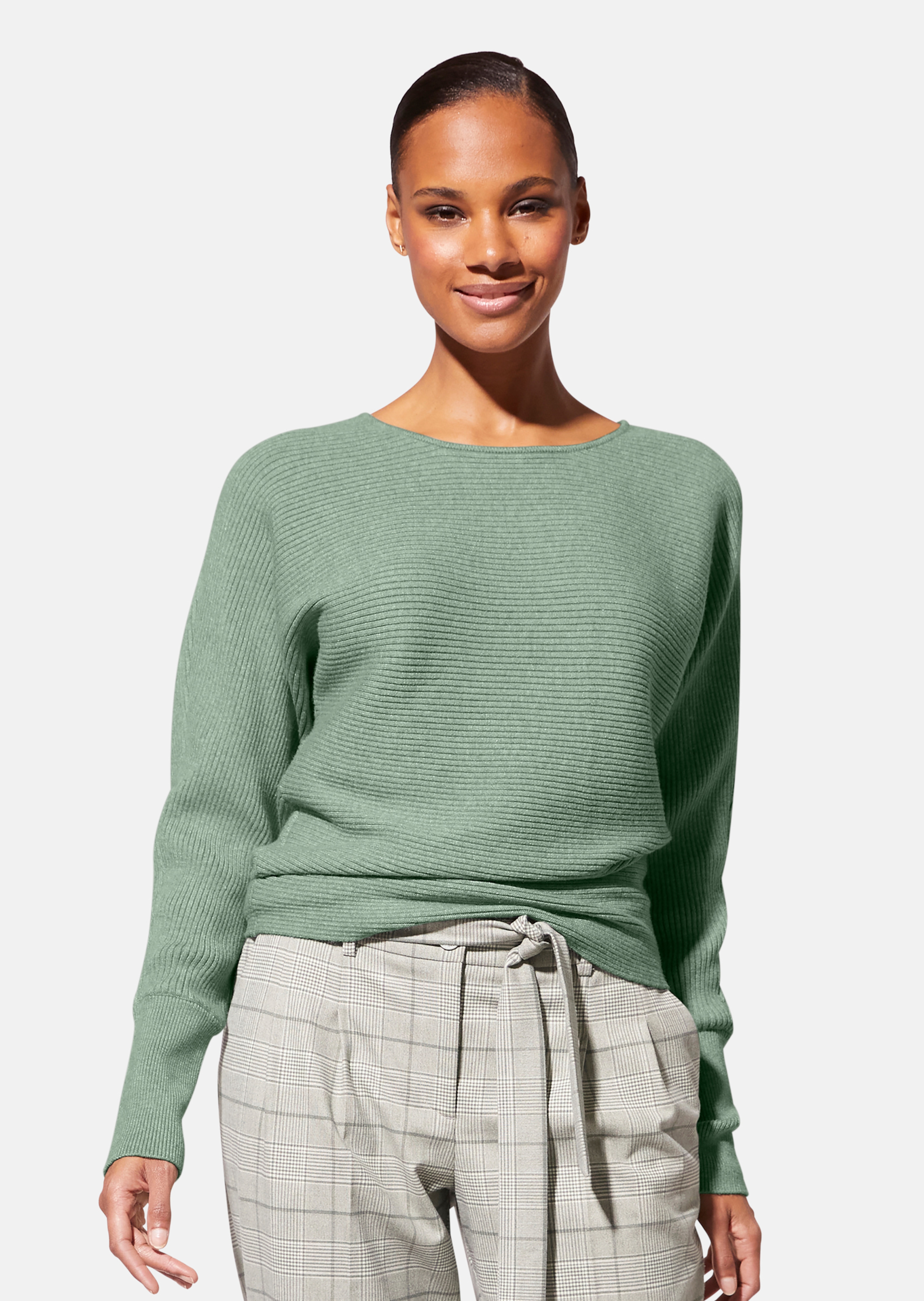 Rundhals-Pullover mit Fledermausärmeln