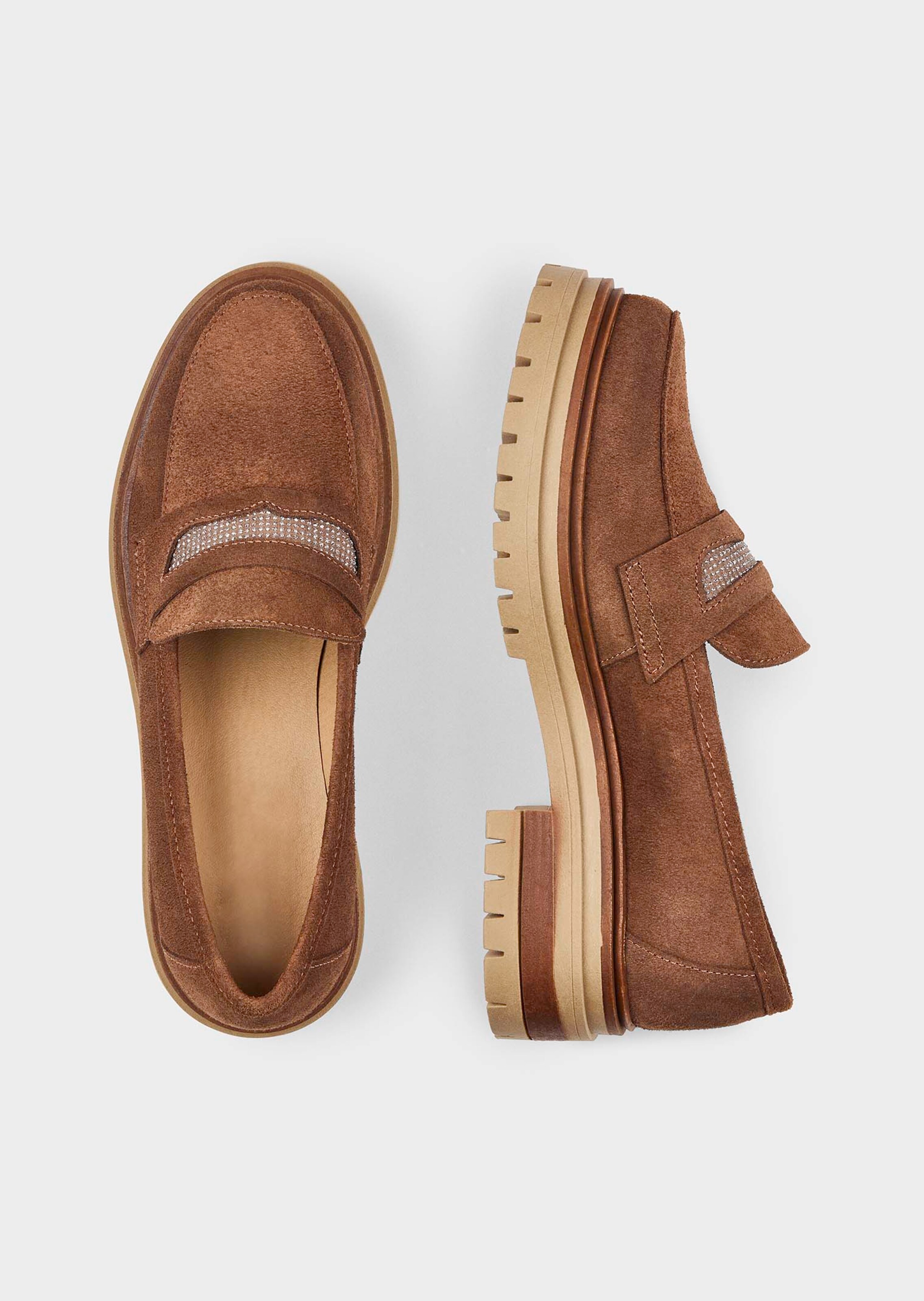 Wildleder-Slipper mit Ziersteinen