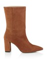 Veloursleder Stiefelette mit hohem Blockabsatz thumbnail 1