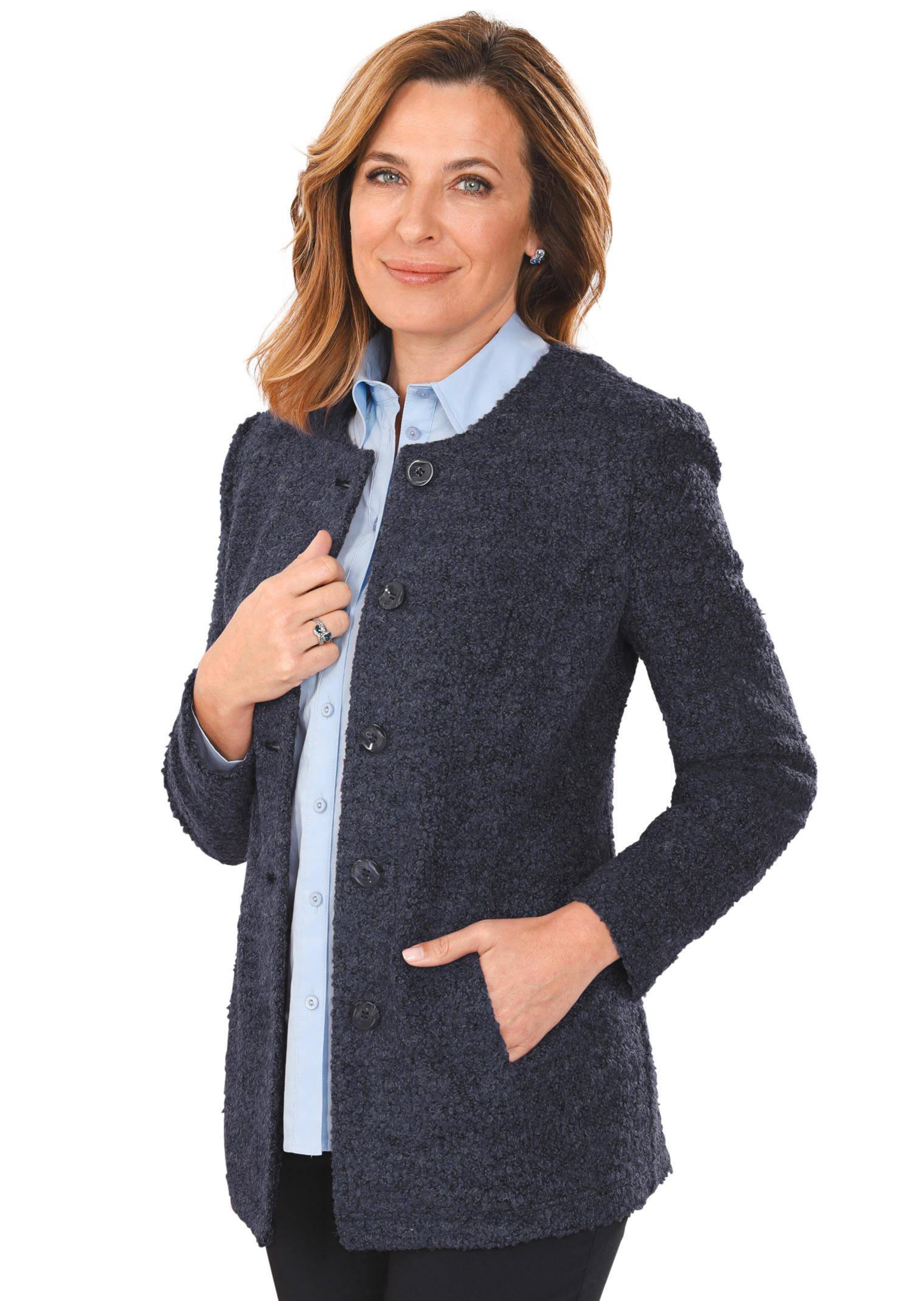 Bouclé-Blazer mit Wollanteil