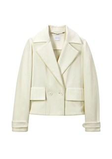 Double-breasted short blazer in boiled wool thumbnail 6