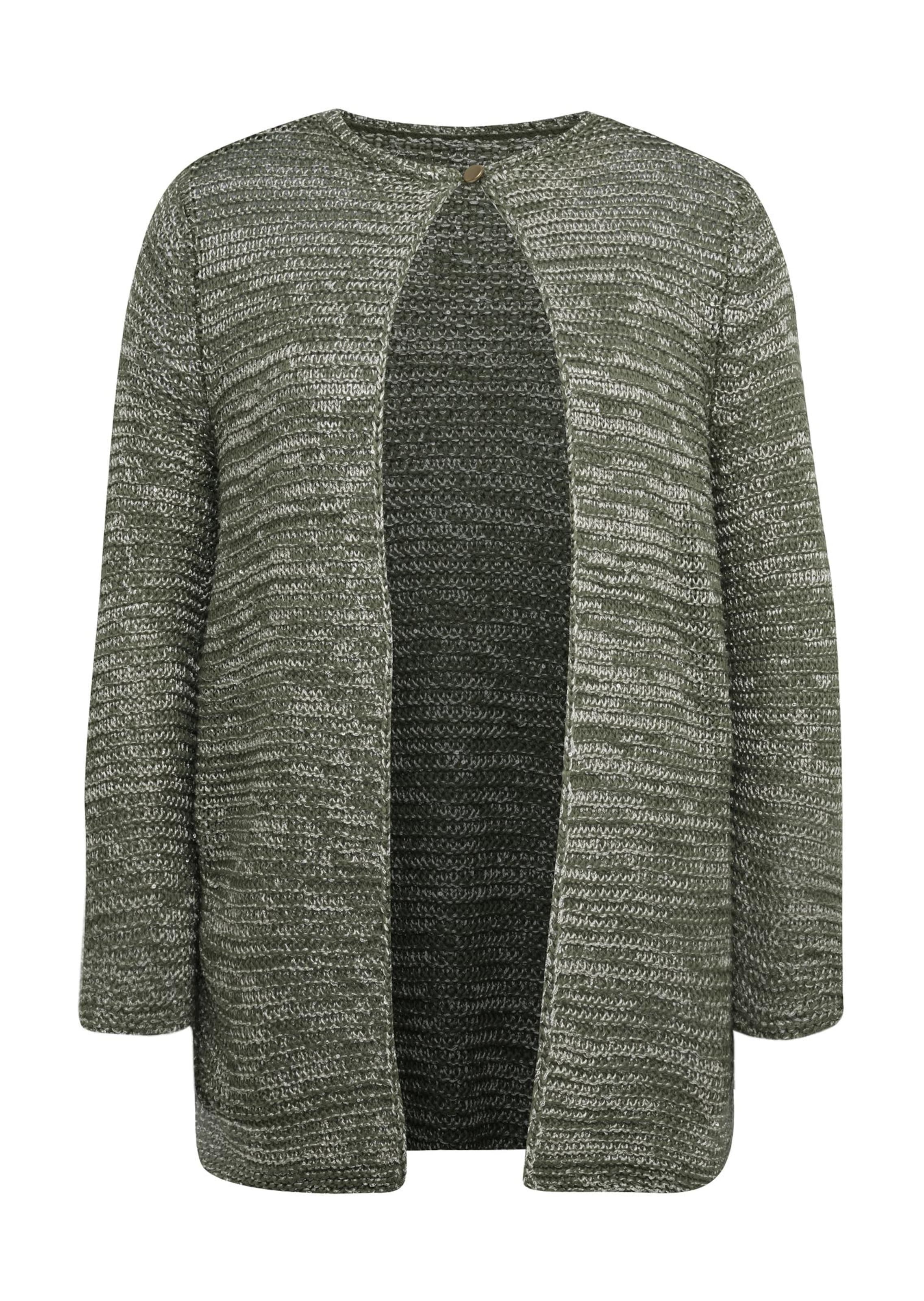 Elégant cardigan en fil à effet - kaki - Gr. 44 de Goldner Fashion