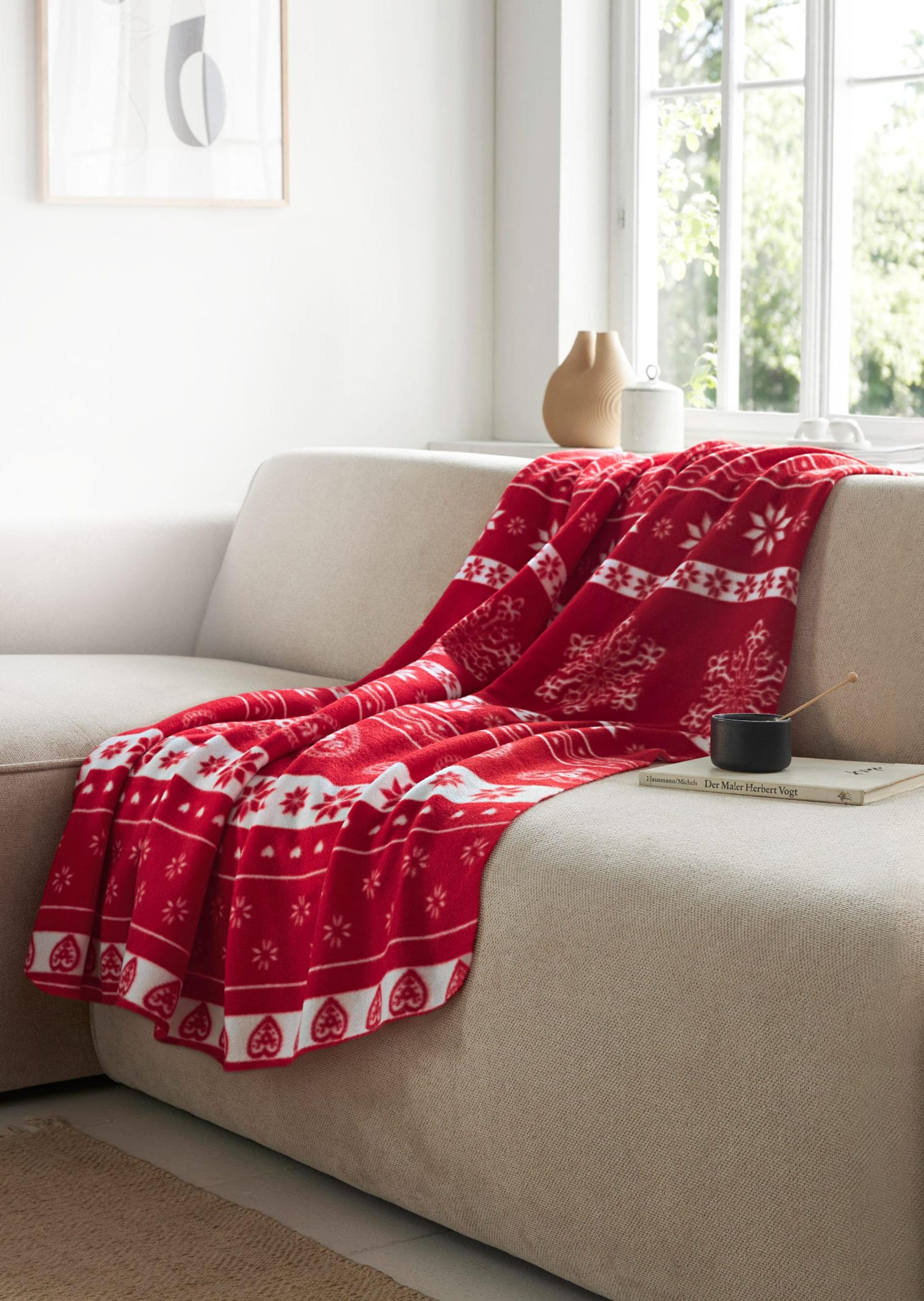 Couverture - rouge / crème / à motifs - Gr. 0 de Goldner Fashion