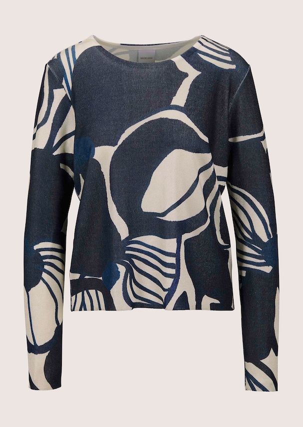 Kurzer Rundhals-Pullover mit Unikat-Print 5