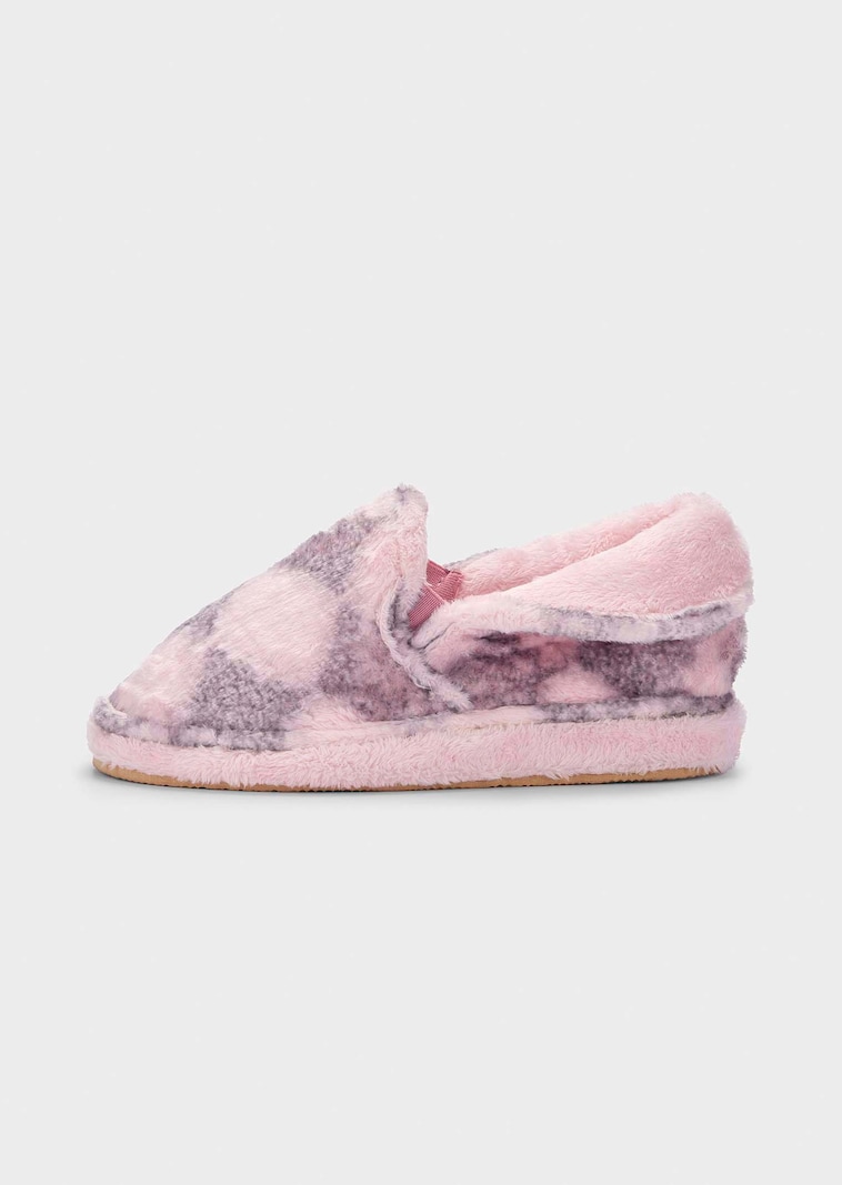 Pantoufles en peluche avec motif losange