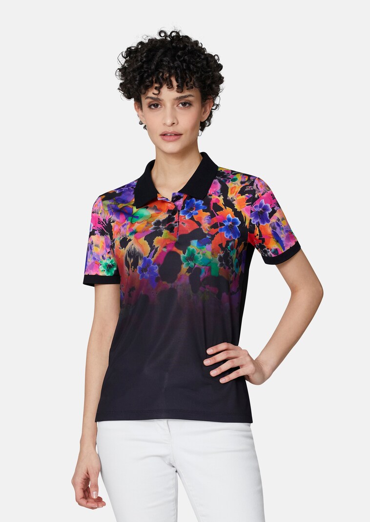 Classic polo shirt with floral accents