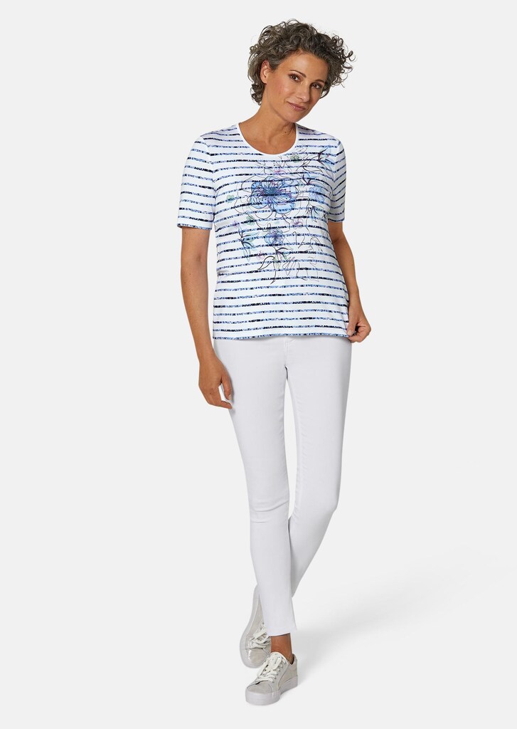 Bequemes Druckshirt in Blumen-Ringeloptik