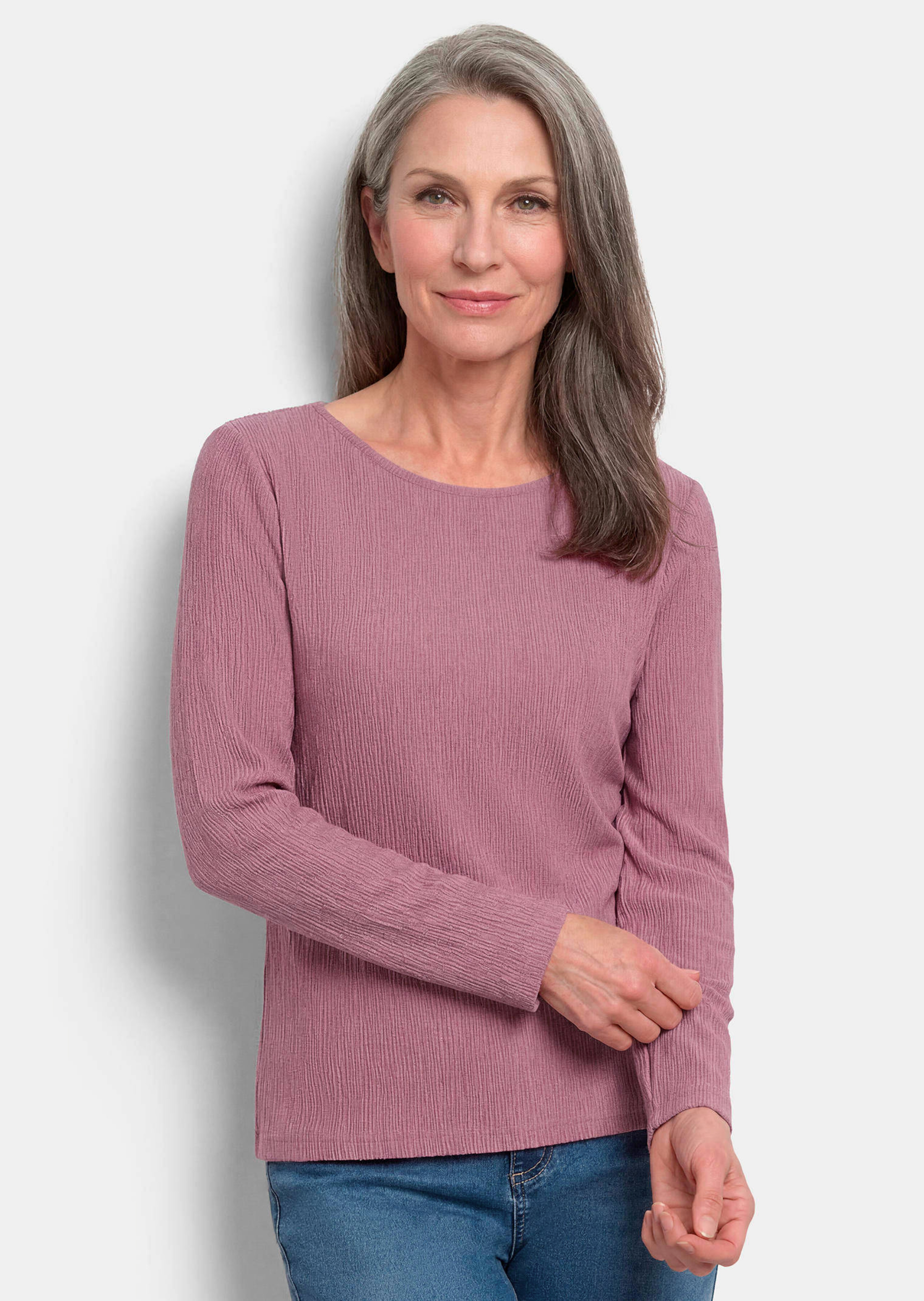 Jersey-Shirt in Krepp-Optik