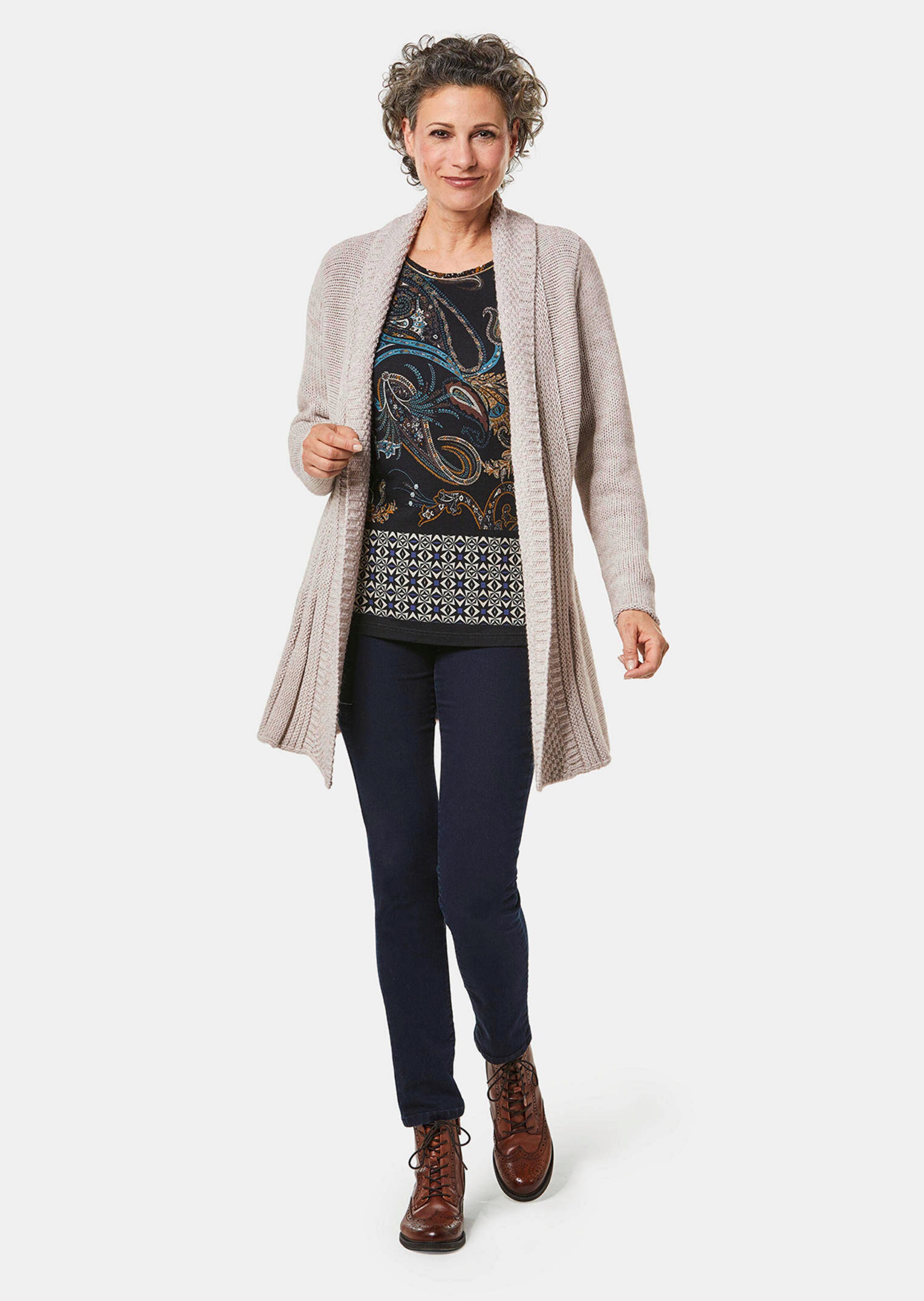 Cardigan long - beige / mélangé - Gr. 38 de Goldner Fashion