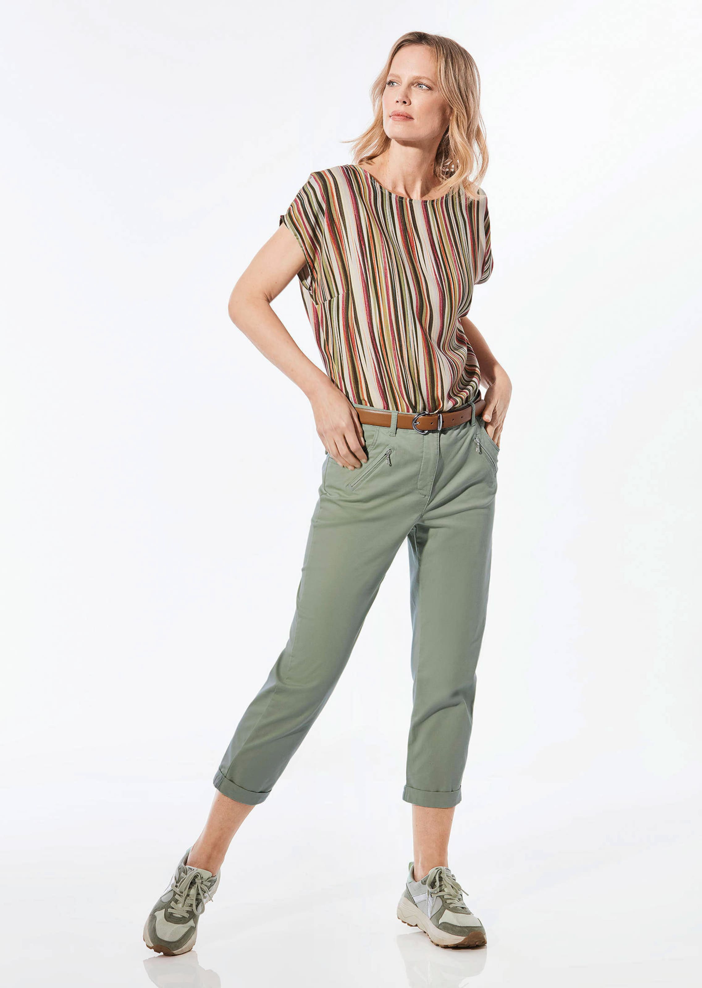 Pantalon chino toucher peau de pêche - vert gris - Gr. 42 de Goldner Fashion