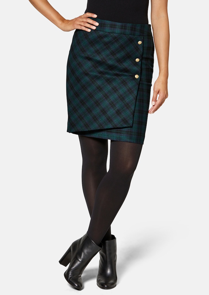 Short checked skirt in a wrap look