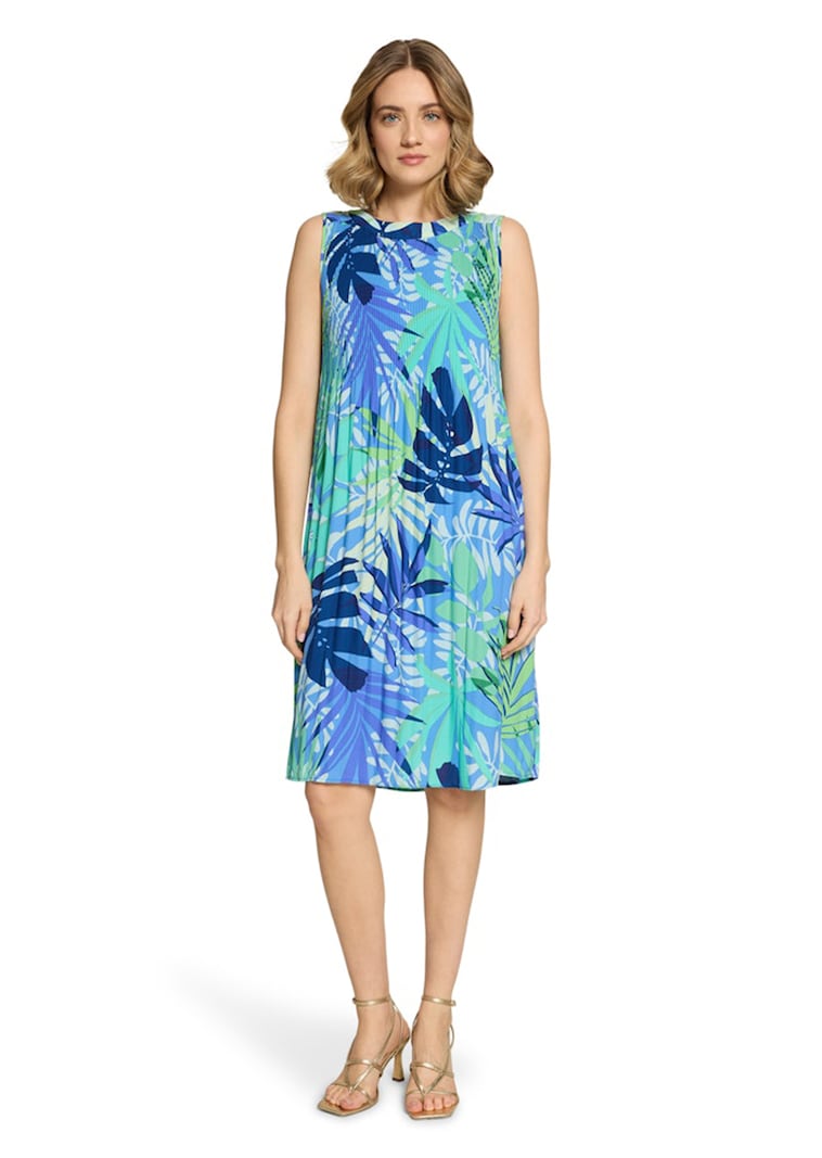 Robe plissée évasée, sans manches