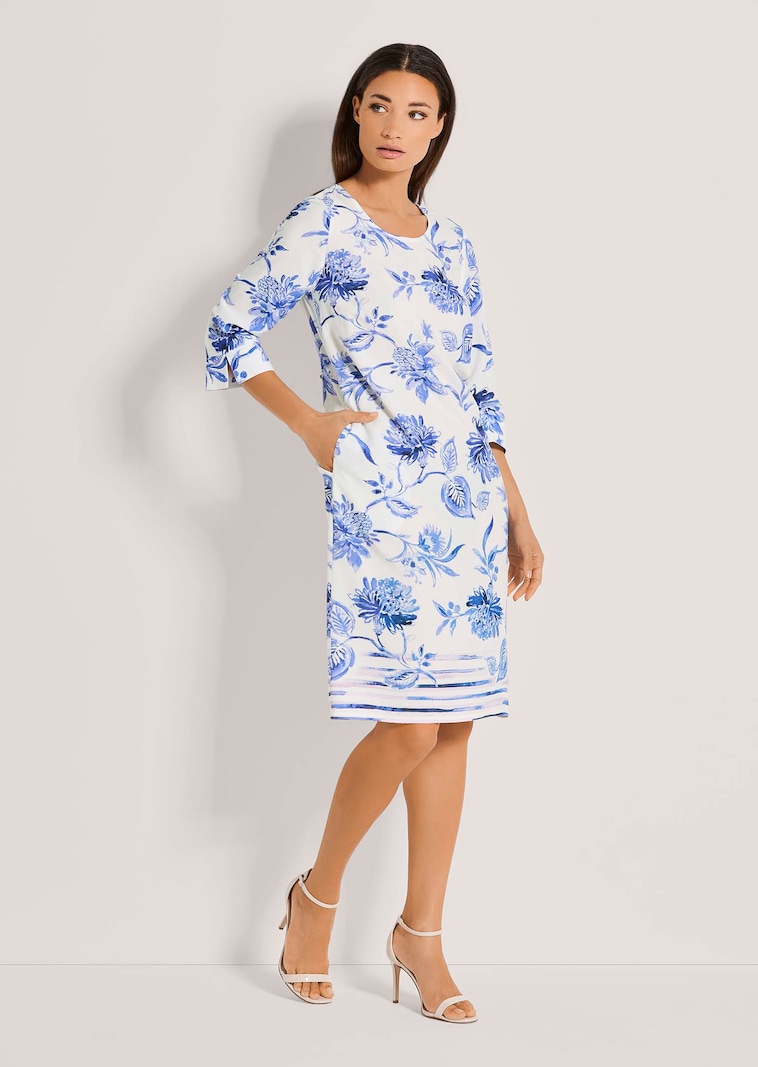 Rundhals-Kleid mit Unikat-Print