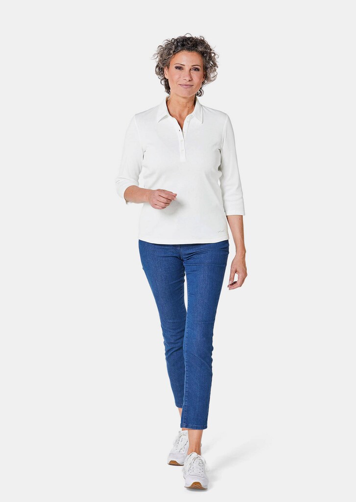 Basic-Poloshirt mit Stickerei aus reiner Baumwolle
