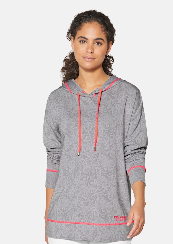 Oversize-Sweatshirt mit Kapuze und dezentem Paisleyprint