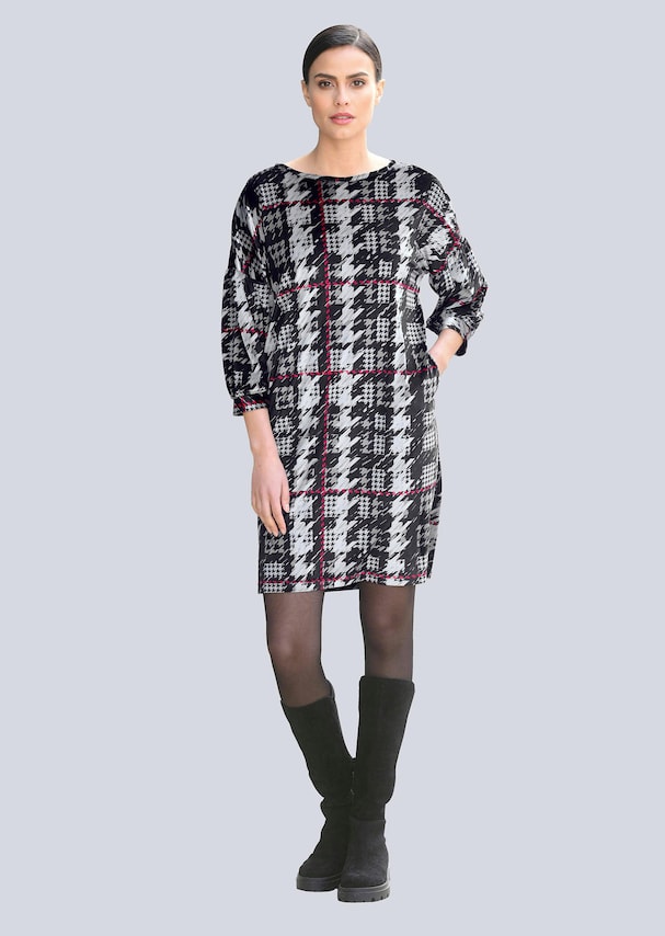 Jerseykleid mit Hahnentrittdessin 1
