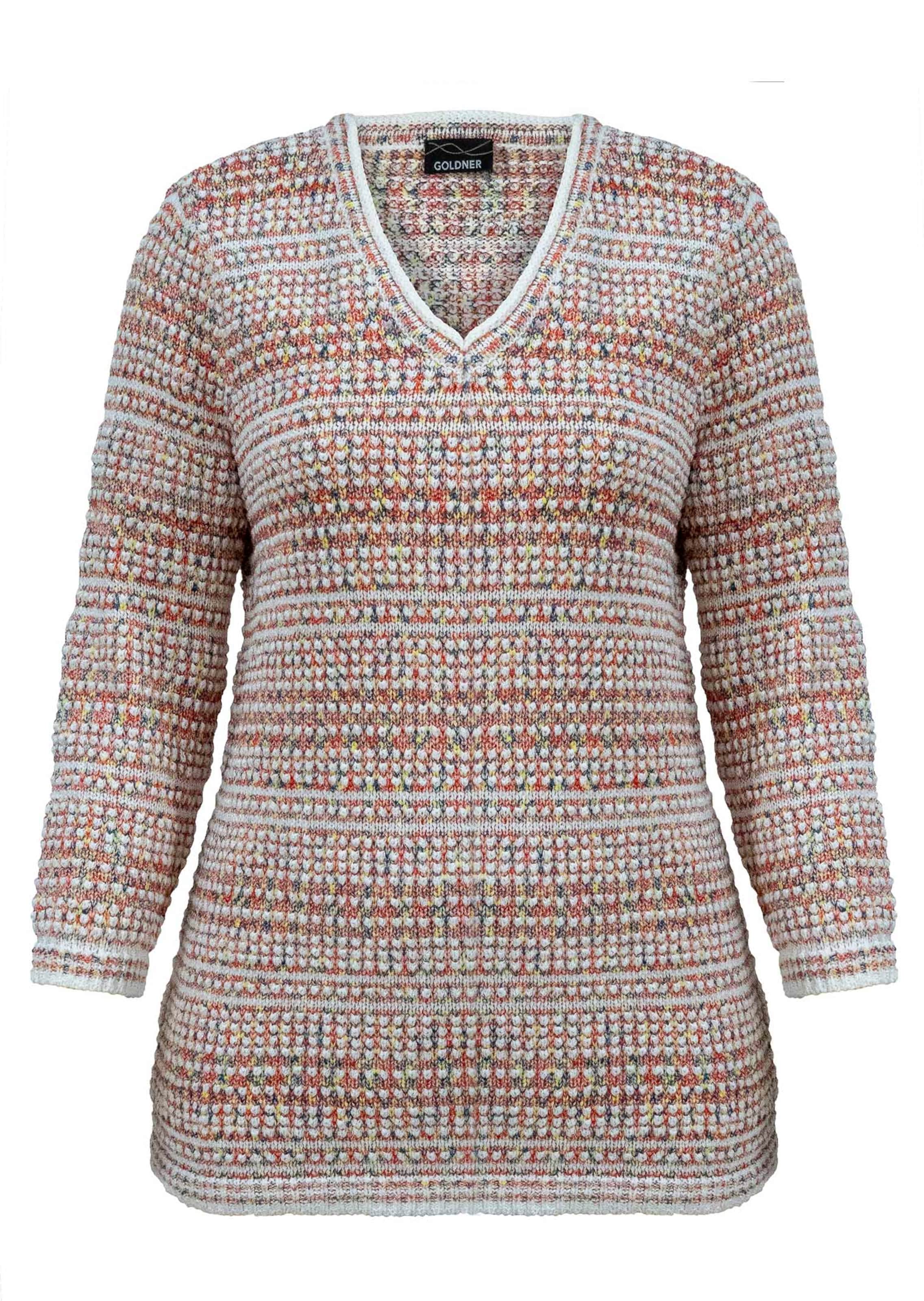 Struktur-Strickpullover mit V-Ausschnitt