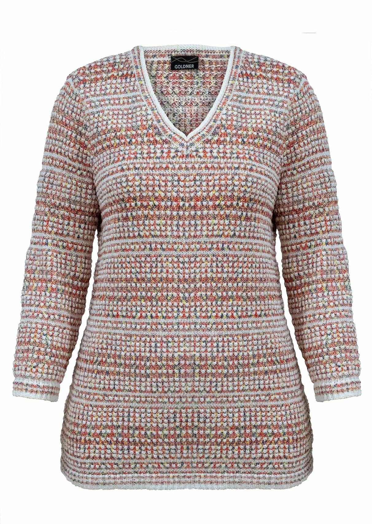 Struktur-Strickpullover mit V-Ausschnitt