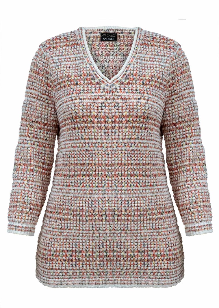 Pull en maille structurée, avec encolure en V