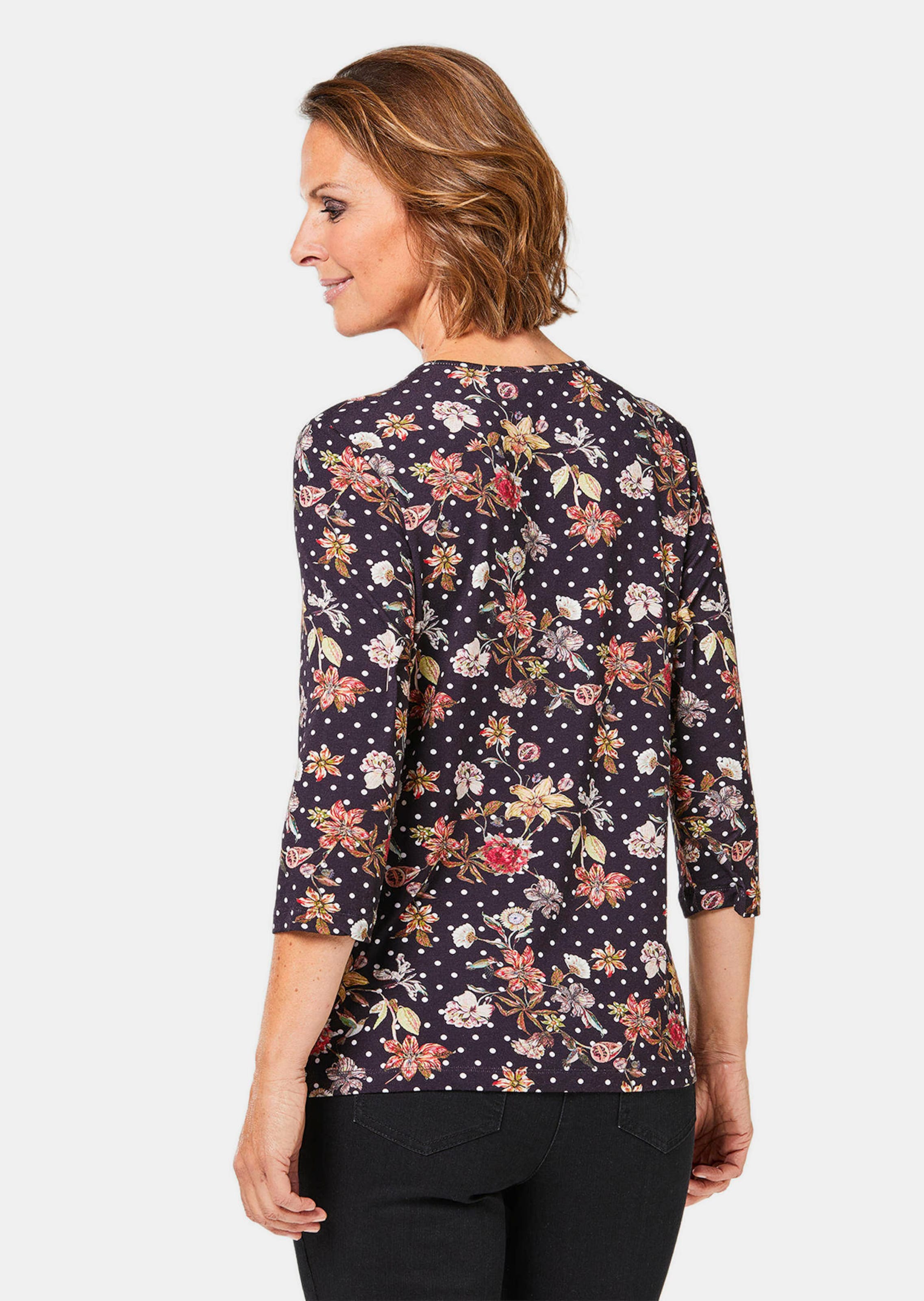 Confortable T-shirt imprimé en mélange de matières - noir / multicolore / à motifs - Gr. 22 de Goldn