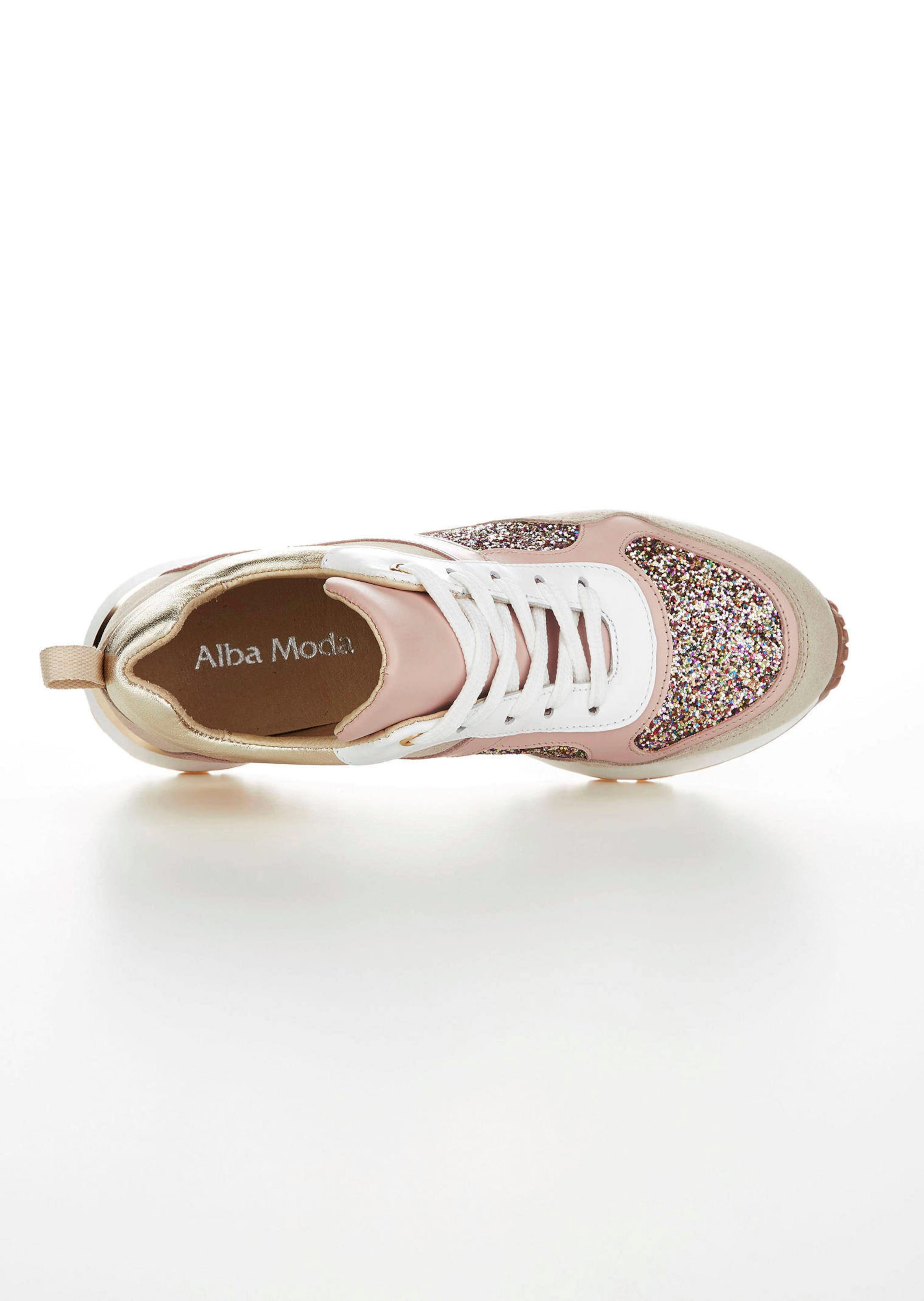 Sneaker mit Glitzereffekte in beige