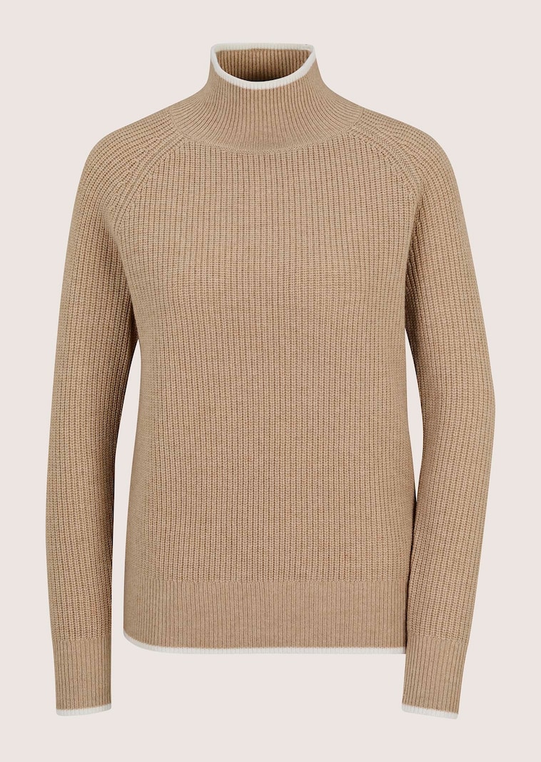Pull en laine avec rayures contrastées et motif perlé