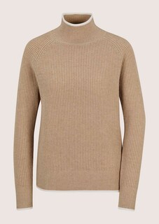 Wollpullover mit Kontraststreifen und Perlfangmuster thumbnail 6