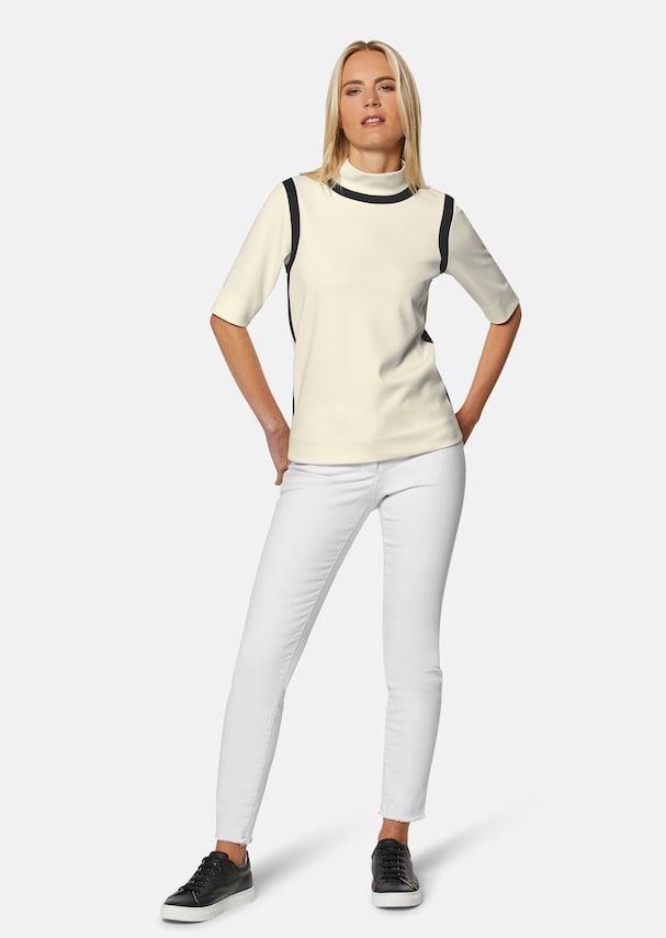 Half-sleeved shirt with stand-up collar 1