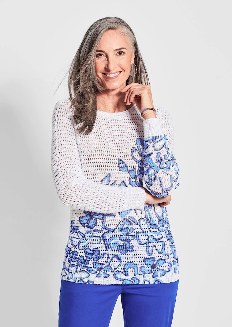 Ajourpullover mit Druck