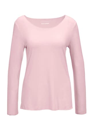 rosé Veelzijdig te combineren shirt met lange mouwen en harmonieuze sierrand