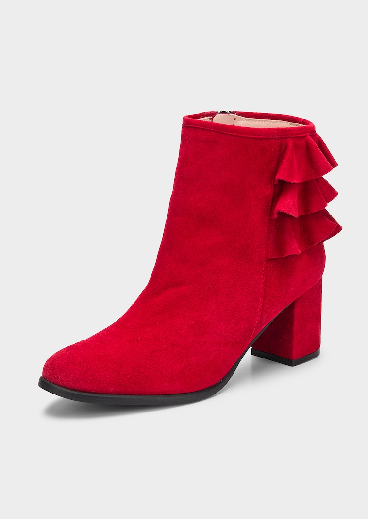 Wildleder-Stiefelette mit Rüschen
