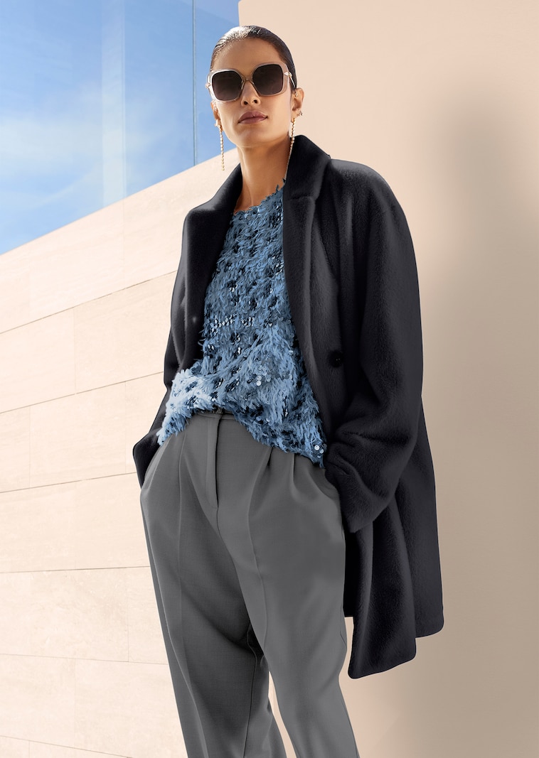 Manteau en fourrure tissée de forme oversize