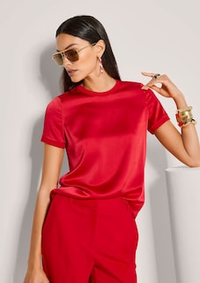 Blusenshirt aus Seide mit Rippenblenden thumbnail 4