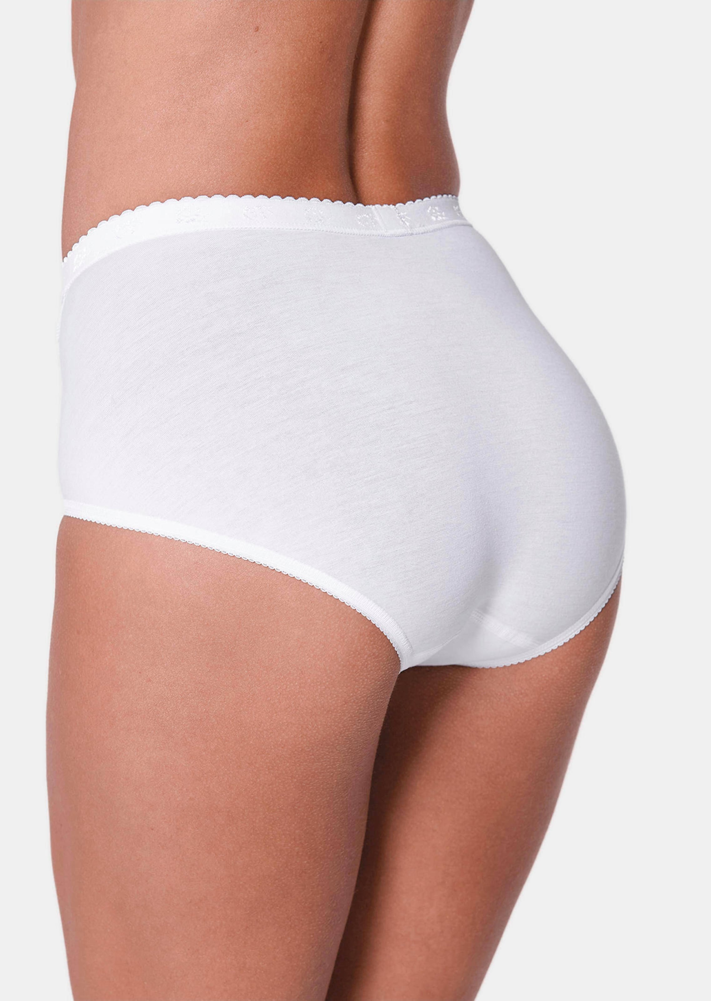 Lot de 4 slips taille basse avec empiècement en dentelle - blanc - Gr. 54 de Goldner Fashion