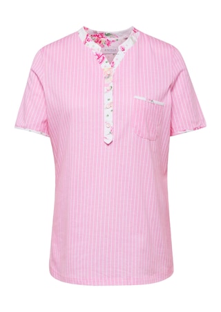 rosé / weiß / gemustert Halbarm-Pyjama mit Knopfleiste