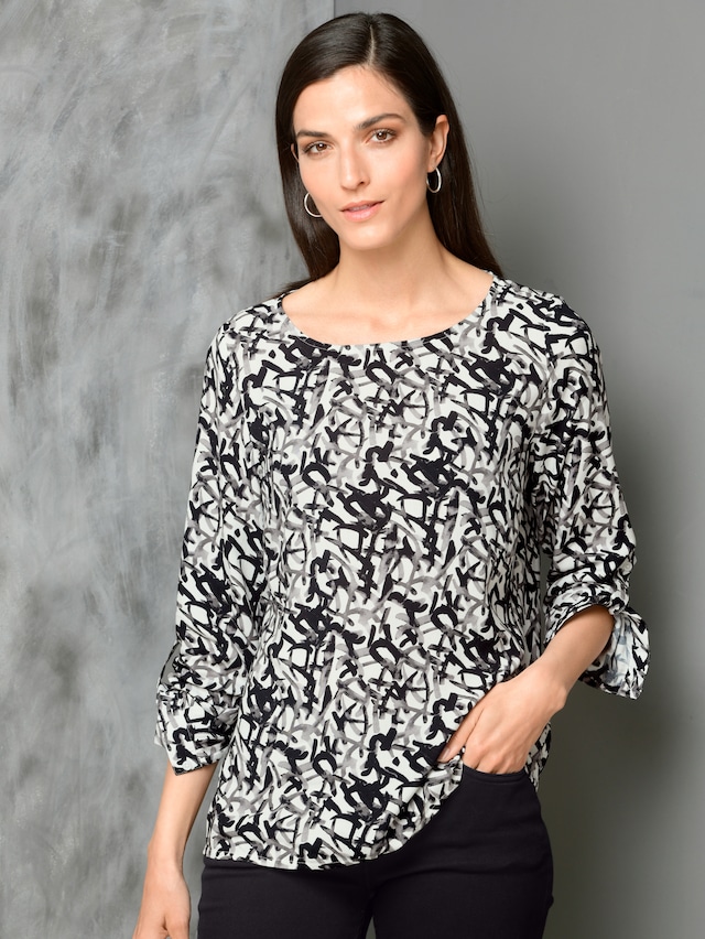 Druckbluse mit grafischem Dessin 4