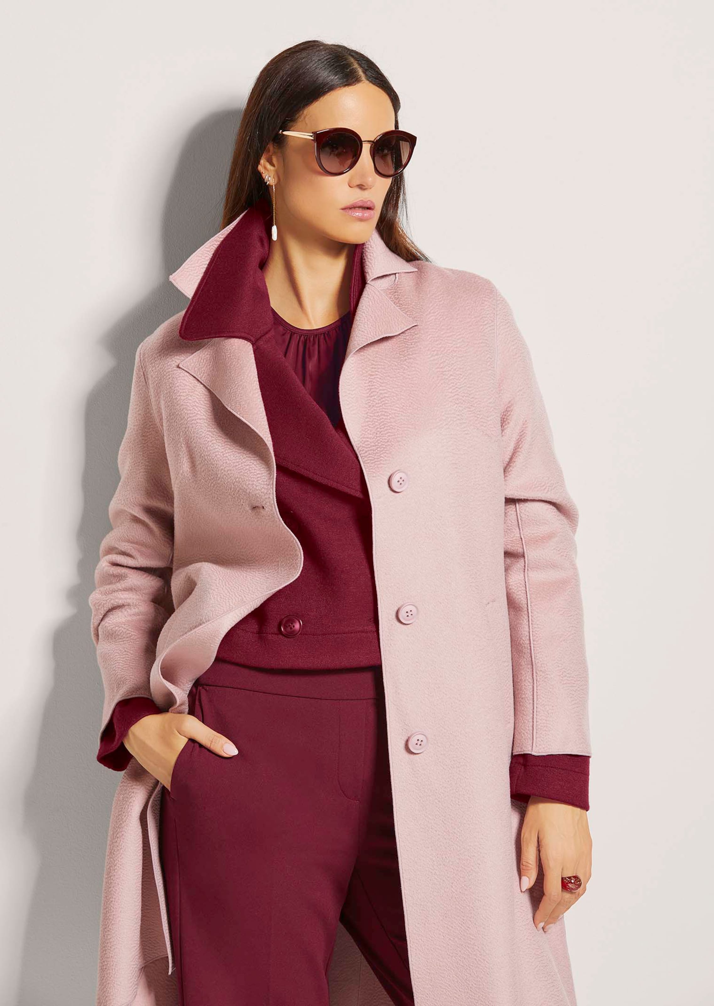 strapless open back dress Trotters Heritage Classic Coat in Pale Pink