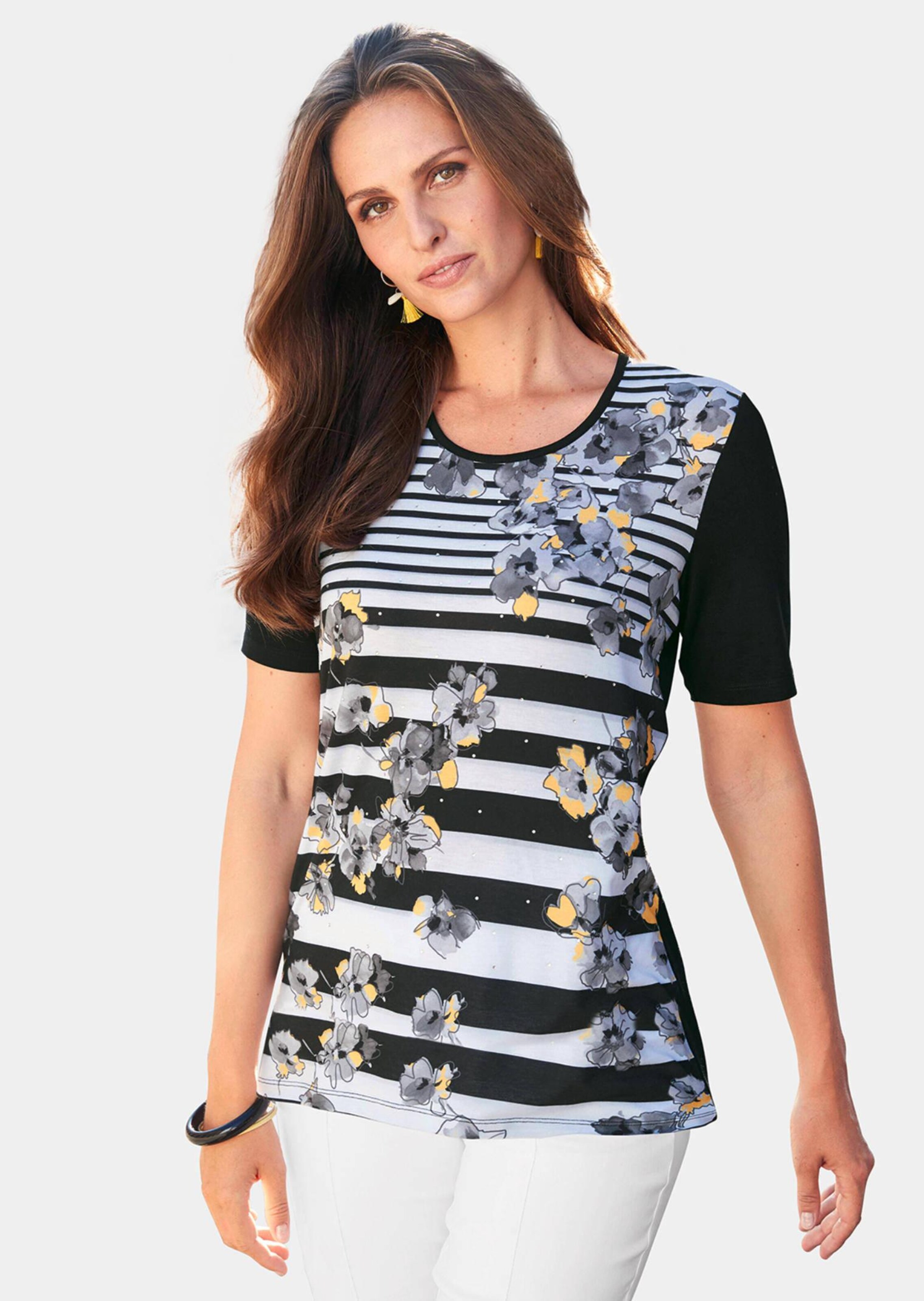 T-shirt rayé avec motif fantaisie