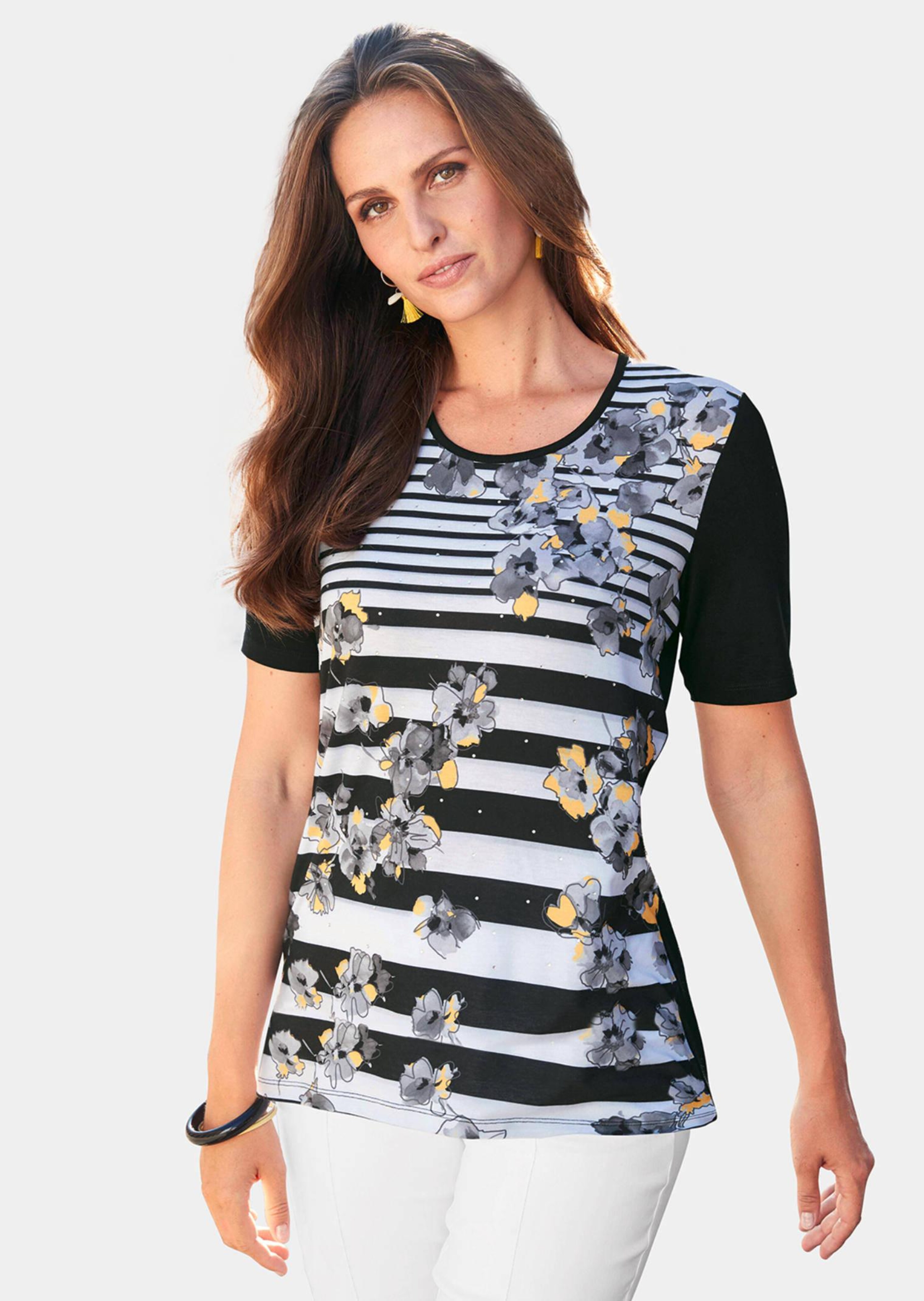 T-shirt rayé avec motif fantaisie