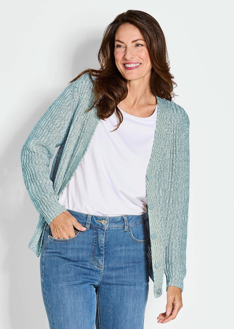 Strickjacke aus Multicolor-Bändchengarn