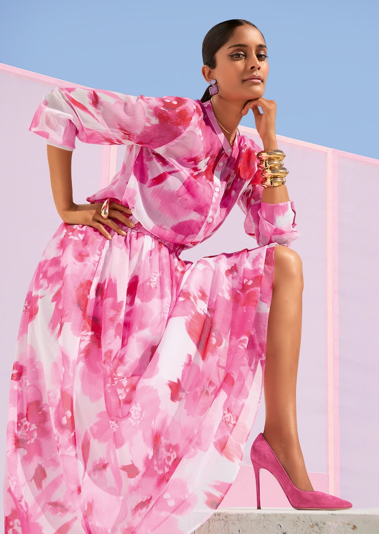 Langer Rock mit Unikat-Print