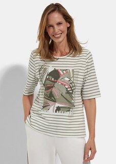 Ringelshirt mit grafischem Frontprint thumbnail 1