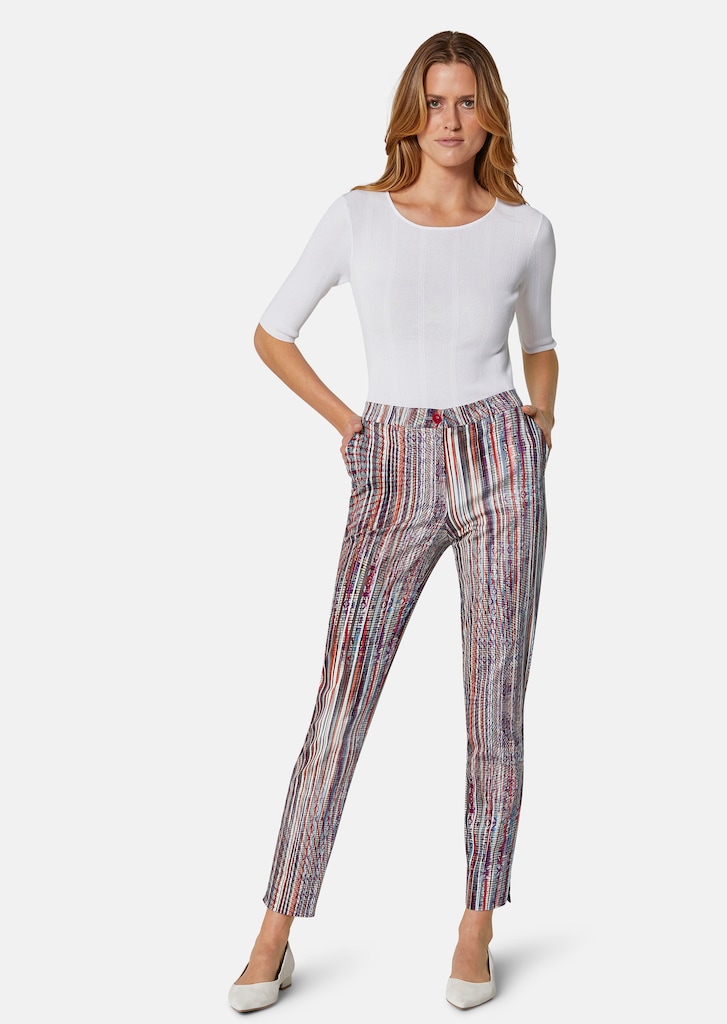 Cropped cigarette trousers with striped print 1