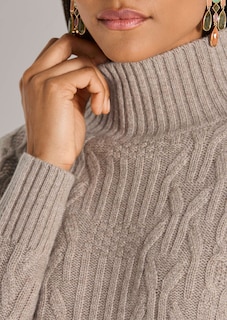Zopfmuster-Pullover mit Kaschmiranteil und Stehkragen thumbnail 5