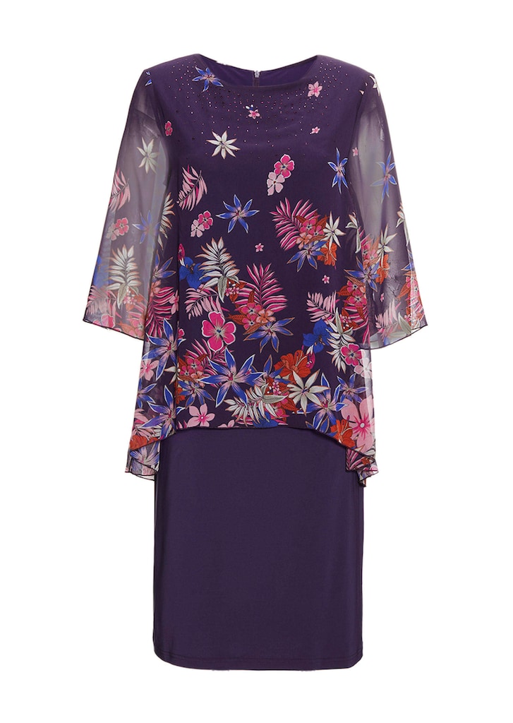 Kleid mit floralem Chiffonüberwurf