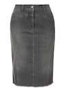 Kurzer Stretch-Jeansrock mit Fransensaum thumbnail 1