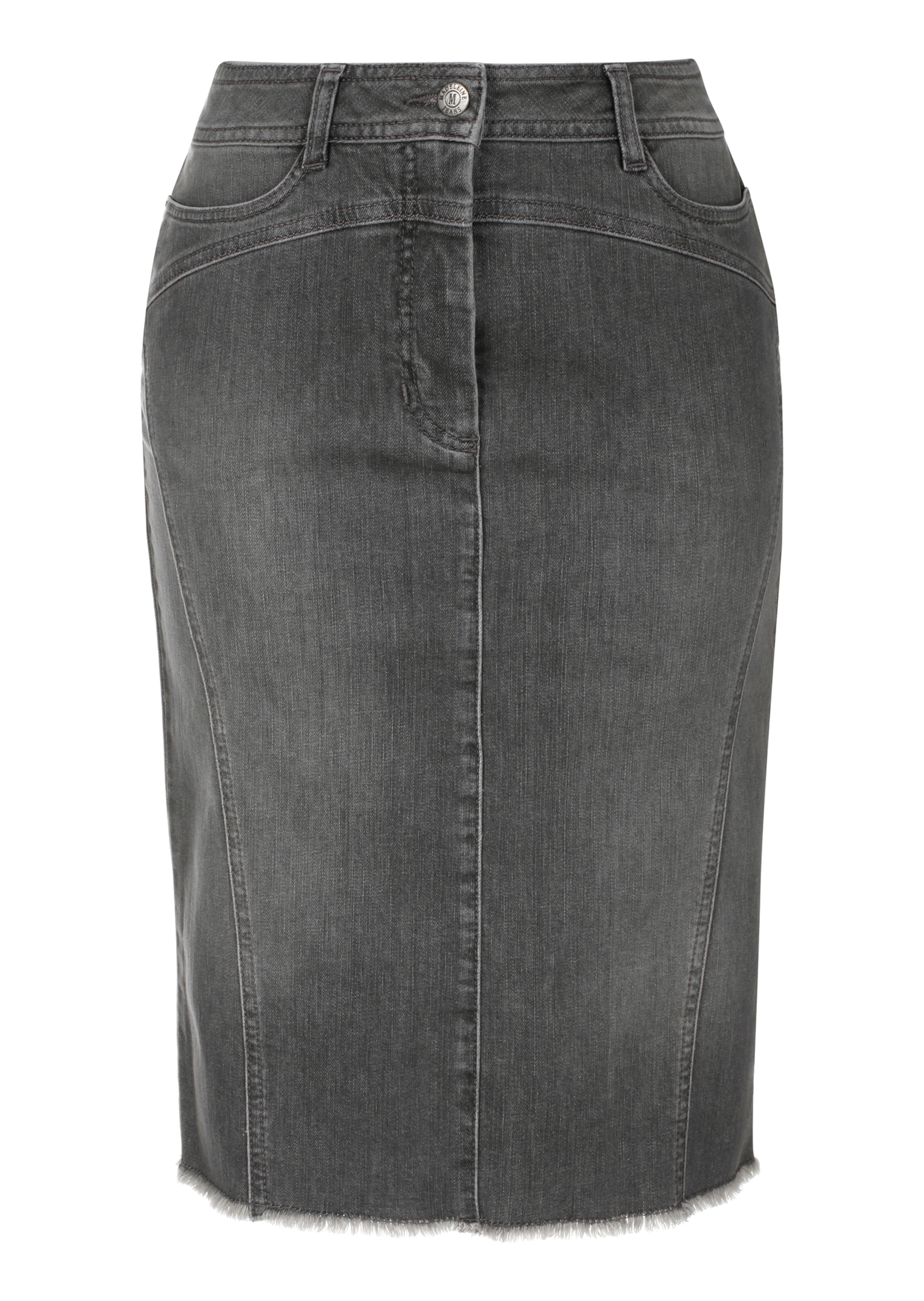 Kurzer Stretch-Jeansrock mit Fransensaum