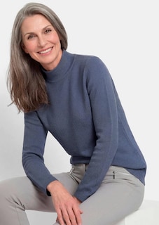 Fijn gebreide tricot pullover met opstaande kraag thumbnail 4