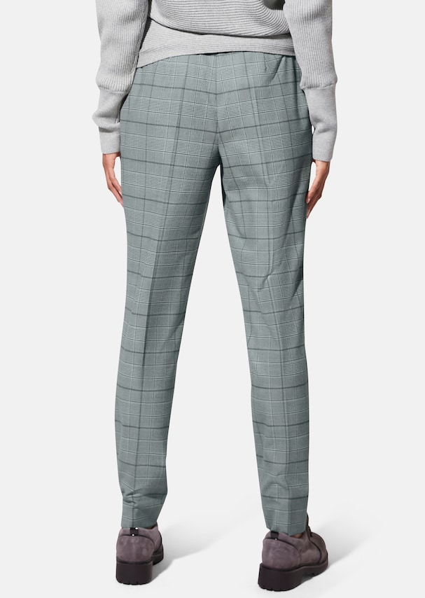 Check pleated trousers with tie belt 2